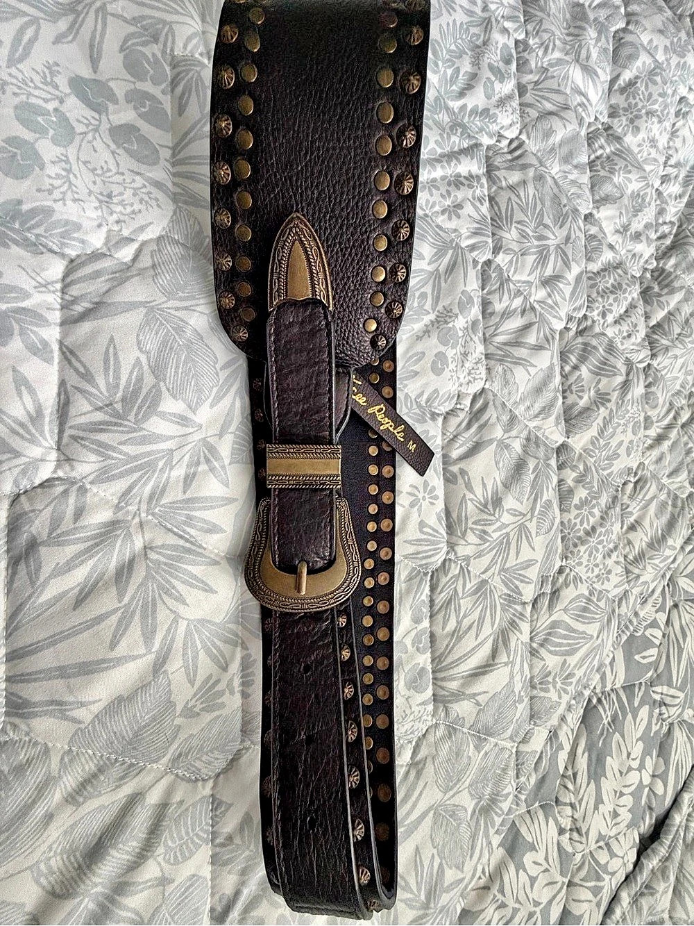 Free People Starcrossed Studded Belt Brown & Black Medium